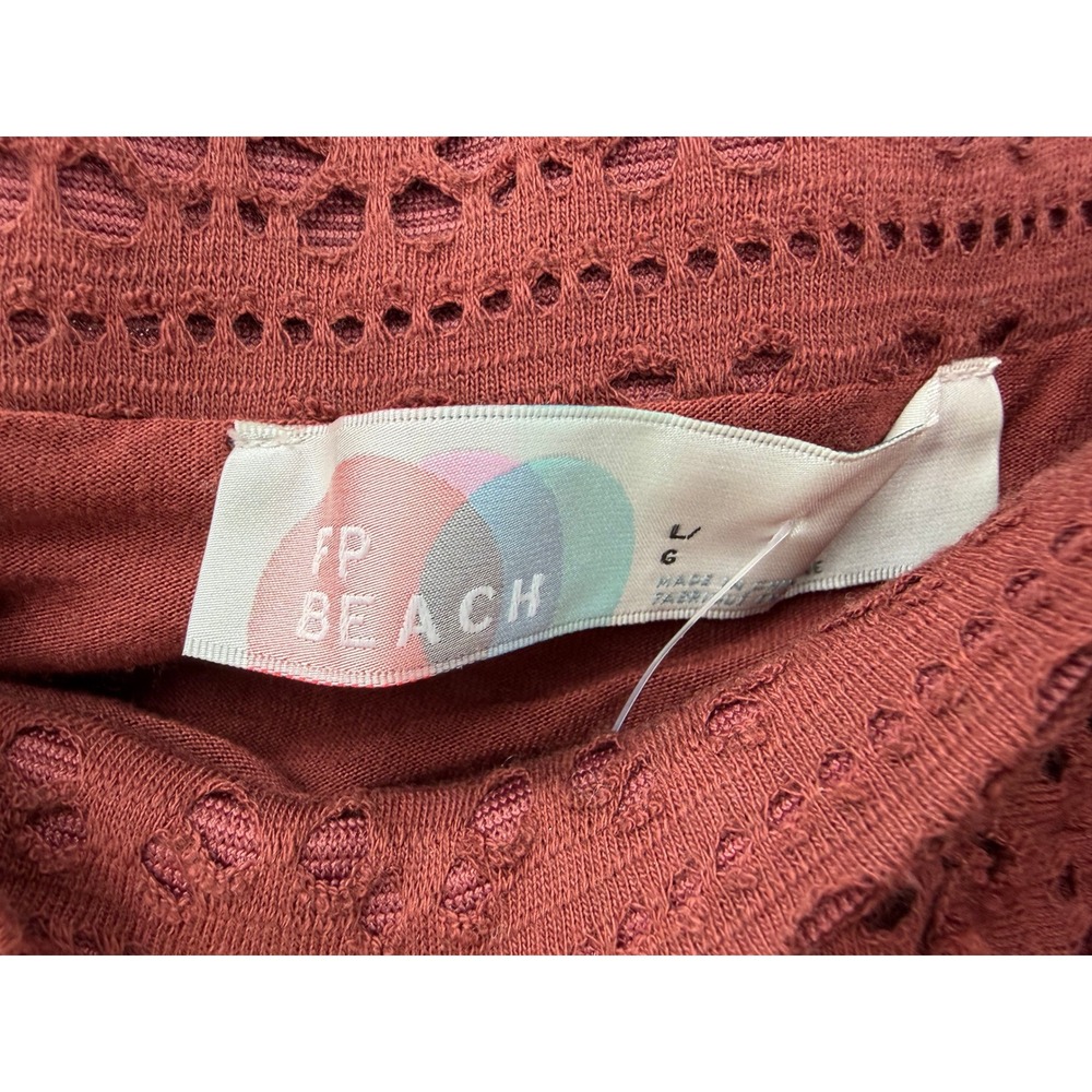 Free People Beach Crochet Maxi Skirt Burgundy Ruffle High Low Wrap Large - Picture 2 of 3